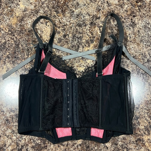 Y2k Victoria’s Secret Unlined Lace-up Velvet Satin Corset Bustier Top - Picture 5 of 15